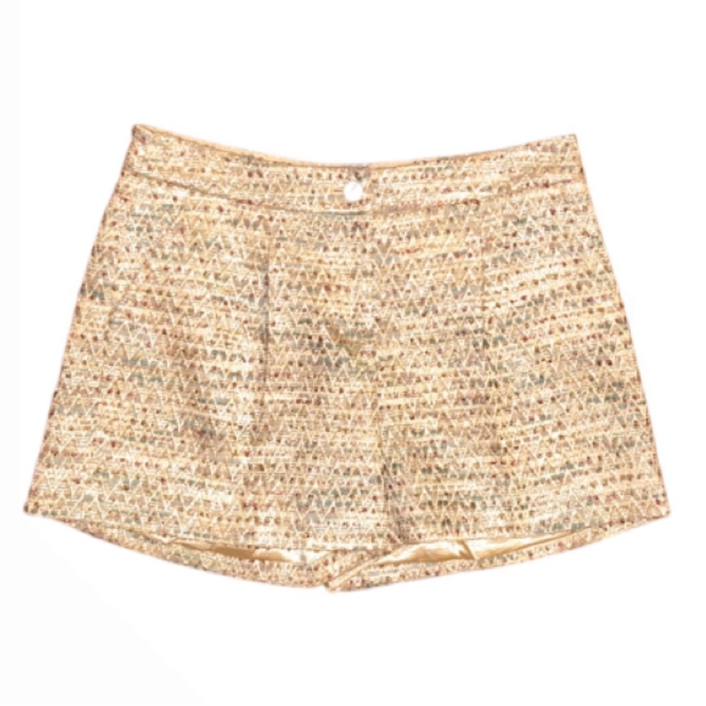 Ted Baker Gold Sparkle Tweed High Waist Shorts - Size 2